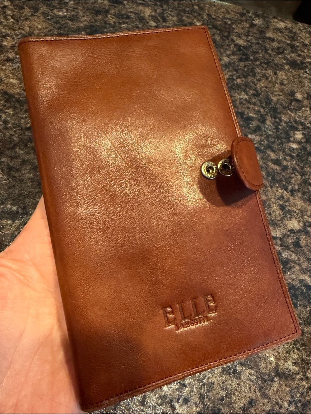 Elle brown Leather Men's Travel Wallet with Snap Tab